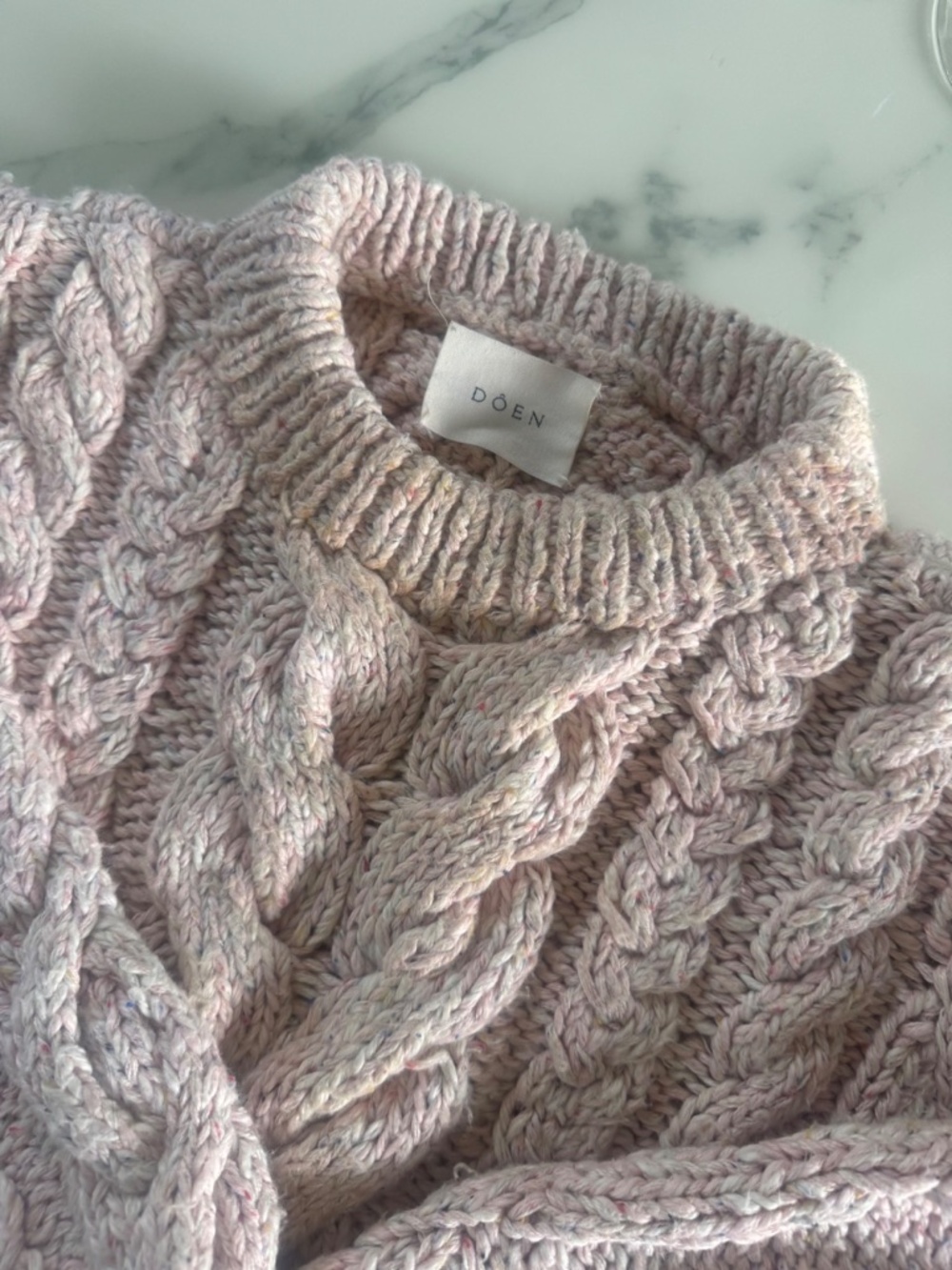 DÔEN Bee Sweater Pink Cloud Cable Knit XS - Picture 4 of 14